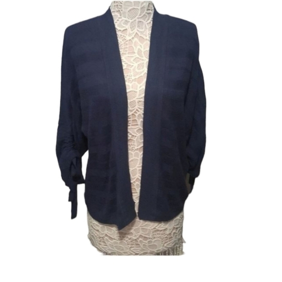 LUCKY BRAND Dolman Sleeve Open Front Cardigan in Navy Blue - Picture 2 of 9